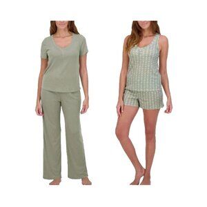 Live 2 Lounge women's Pajamas Set 4 Pieces Size L Green  M0570